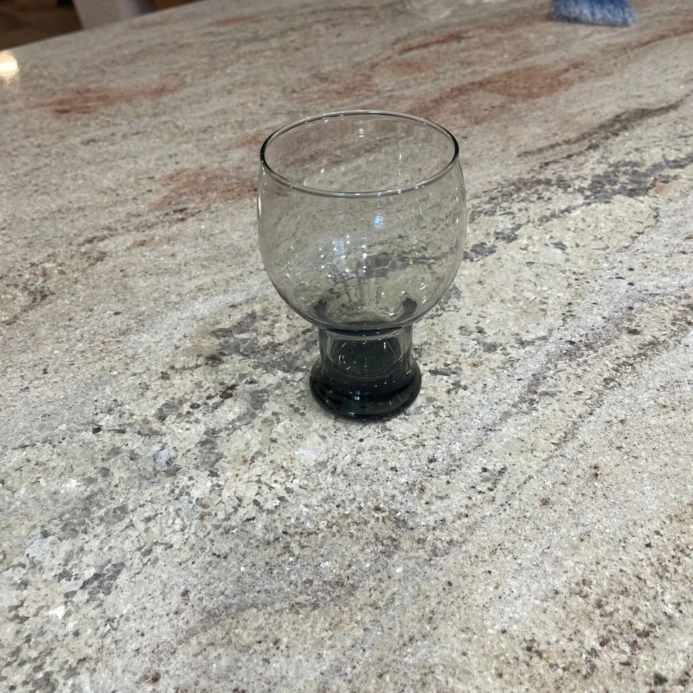 Vintage Mid-Century Federal Glass Sundown Smoke Gray Footed Beer Glasses Set of